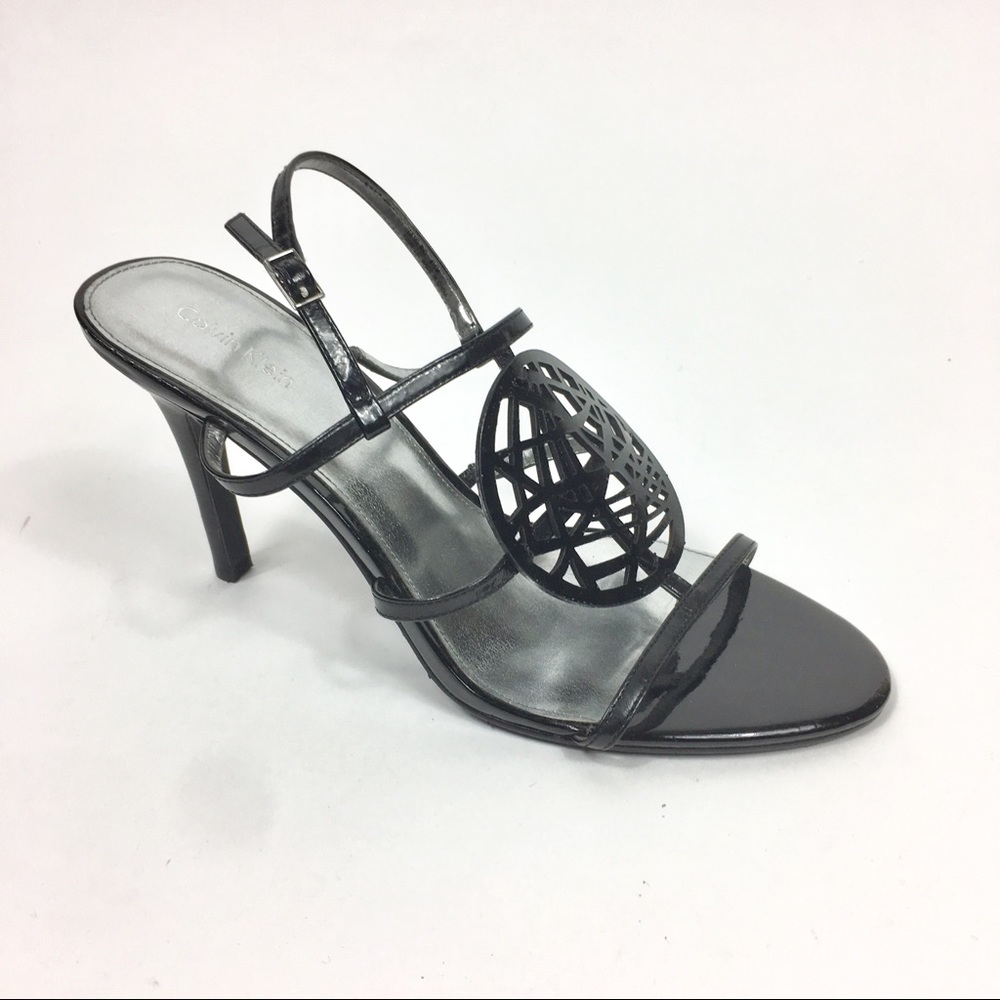 Calvin Klein black strap he sandals size 9 1/2